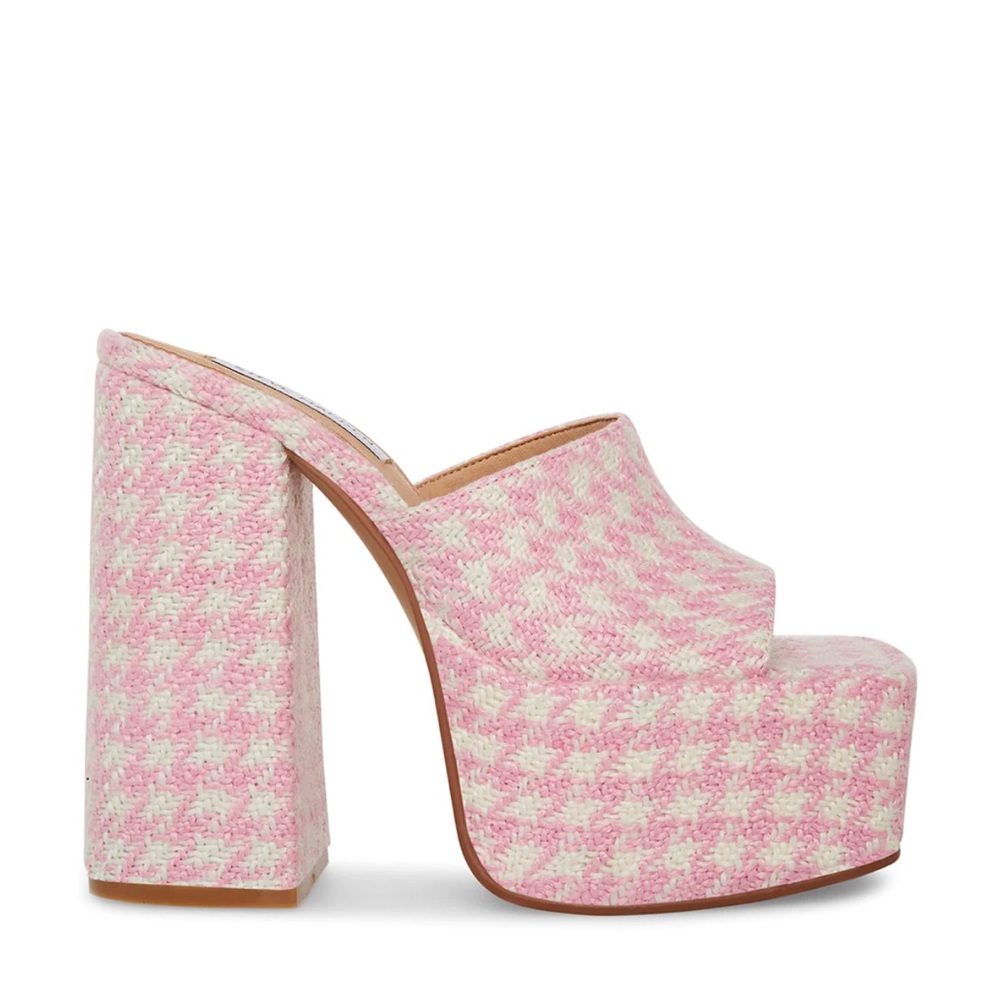 Steve Madden pink tweed platforms